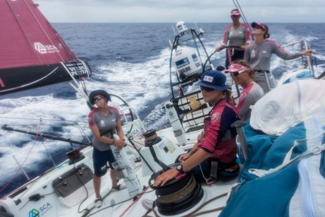 Team SCA - We are officially out of the Doldrums - the wind picks up and the boat starts to heel once more - Volvo Ocean Race 2014-15 © Anna-Lena Elled/Team SCA
